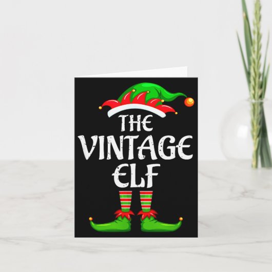 Vintage Elf Matching Family Group Christmas Party Karte (Vorderseite)
