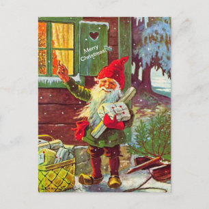Vintage-Elf-Schwedischer Gnom Tomte (Kopie) Postka Feiertagspostkarte