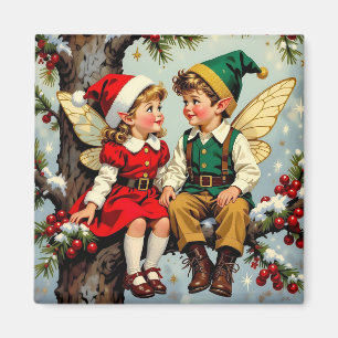 Vintage-Elfen-Feenkinder Weihnachten  Magnet