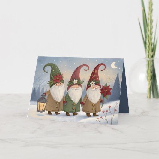 Vintage Elfen geklappte Urlaubskarte Feiertagskarte (Vorderseite)