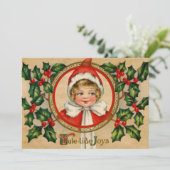 Vintage-Elfen-Mädchen-Weihnachtsgruß Feiertagskarte (Stehend Vorderseite)