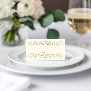 Vintage Elfenbein Antik-Gold-Schwung Hochzeit Platzkarte