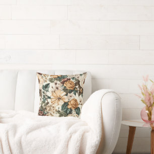 Vintage Elfenbein-Blume, Muster für mehrfarbige Ro Kissen