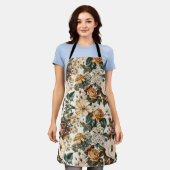 Vintage Elfenbein-Blume, Muster für mehrfarbige Ro Schürze (Getragen)