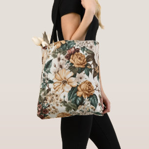 Vintage Elfenbein-Blume, Muster für mehrfarbige Ro Tasche