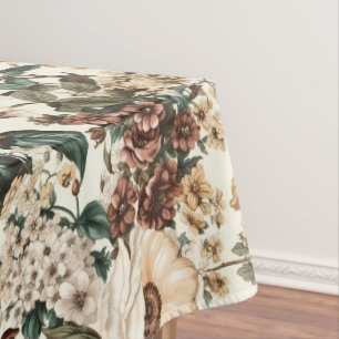 Vintage Elfenbein-Blume, Muster für mehrfarbige Ro Tischdecke