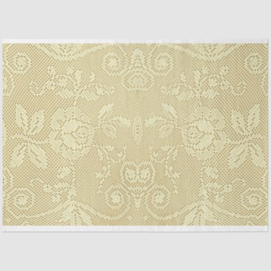 Vintage Elfenbein rustikale, blumengeschmückte gem Seidenpapier (Vorderseite)