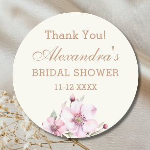 Vintage Elfenbeinfarbene Rosen Brautparty Dankesch Runder Aufkleber