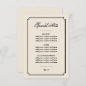 Vintage Elfenbeinküche Begleitkarte (Vorne/Hinten)