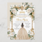 Vintage Elfenbeinsekt-Rose Blumenkohl Einladung (Vorne/Hinten)