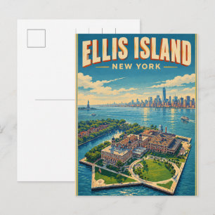 Vintage Ellis Island New York Reise Geschenke Postkarte
