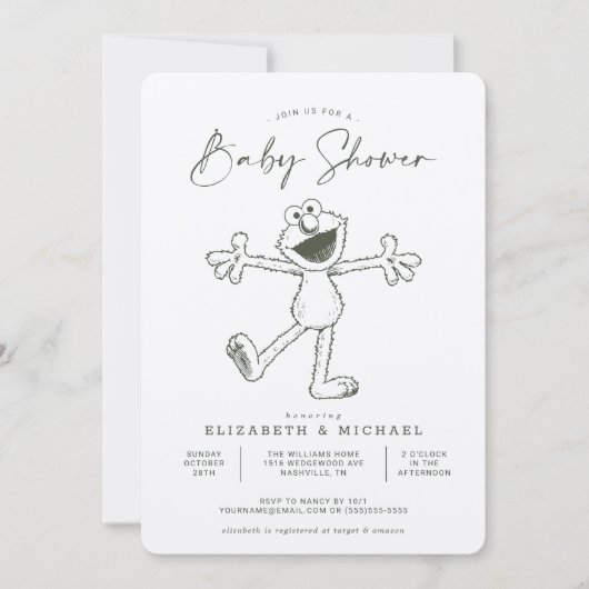 Vintage Elmo Baby Dusche Einladung (Vorderseite)