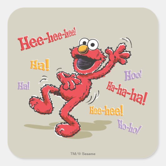 Vintage Elmo Hihi! Quadratischer Aufkleber (Vorderseite)