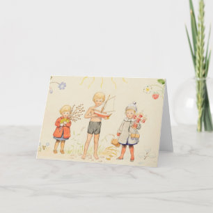 Vintage Elsa Beskow Saison und Kinder Karte