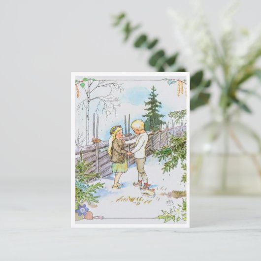 Vintage Elsa Beskow Schneekarte Postkarte (Stehend Vorderseite)