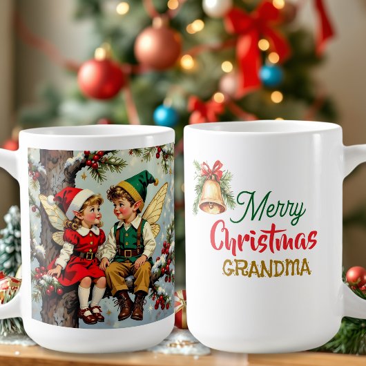 Vintage Elven Fairy Children Christmas Personalize Kaffeetasse