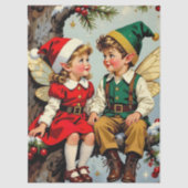 Vintage Elven Fairy Children Christmas Seidenpapier (Vorderseite)