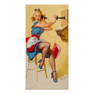 Vintage-Elvgren-Telefon-Pin-up-Girl Retro Poster