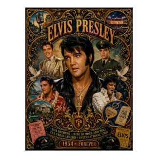 Vintage Elvis Presley King of Rock Wandkunstposter Poster