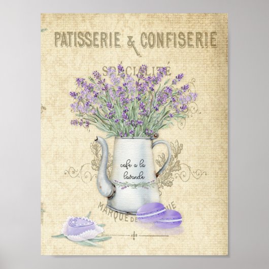 Vintage-Emaille-Topf Französischer Lavendel Poster (Vorne)