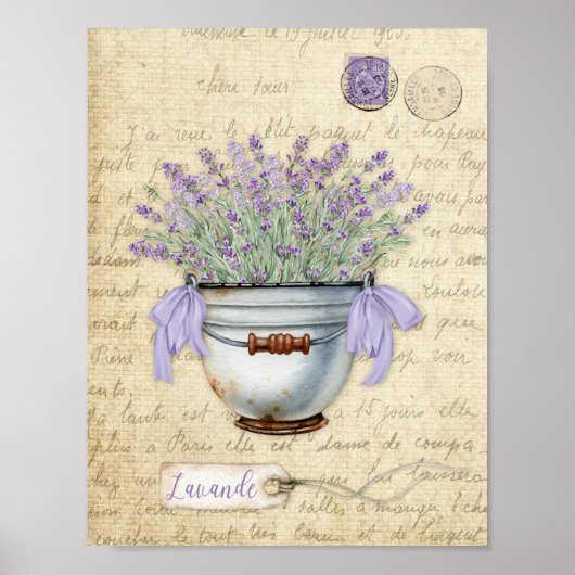 Vintage Emailware Pot French Lavendel Poster (Vorne)