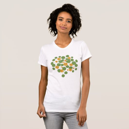 Vintage Embroidery Nasturtium Cascade | Botanical  T-Shirt (Vorne ganz)