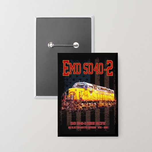 Vintage EMD SD40-2 Diesel-Lokomotive - amerikanisc Button (Vorderseite/Rückseite)