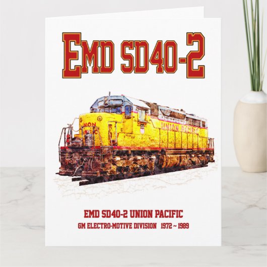 Vintage EMD SD40-2 Diesellokomotive. Dankeskarte (Vorderseite)