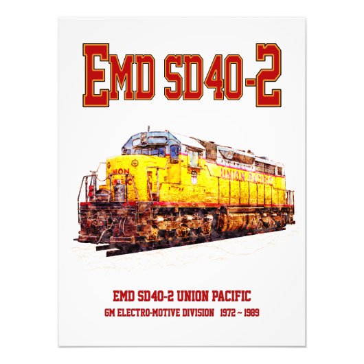Vintage EMD SD40-2 Diesellokomotive. Fotodruck (Vorne)