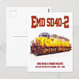 Vintage EMD SD40-2 Diesellokomotive. Postkarte