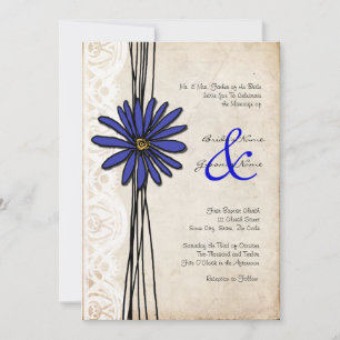 Vintage Emerald Blue Daisy Hochzeit Einladung