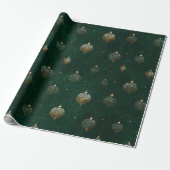 Vintage Emerald Gold Christmas Pattern  Geschenkpapier (Ungerollt)