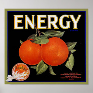 Vintage Energy Brand Kalifornien Orangen Frucht Et Poster