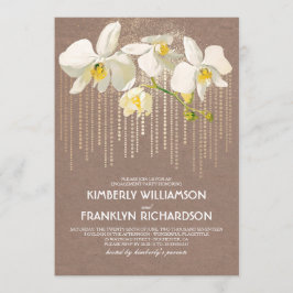 Vintage Engagement-Partei des White Orchid-Glitzer Einladung