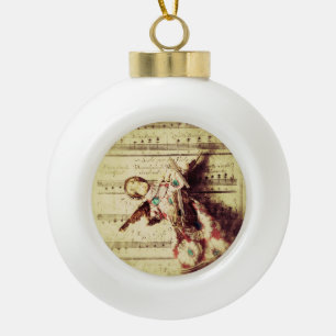 Vintage-Engel auf Musik-Keramikschmuck Keramik Kugel-Ornament