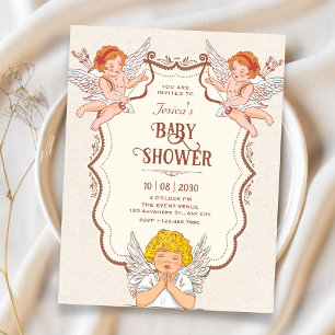 Vintage-Engel-Baby-Party Einladung
