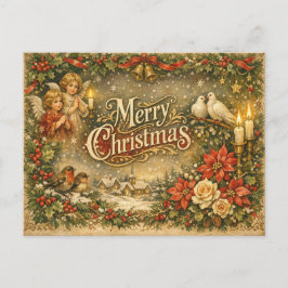 Vintage Engel Cherub Frohe Weihnachten 