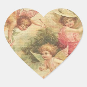 Vintage Engel Cherubs Herz-Aufkleber
