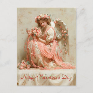 Vintage Engel der Rosen zum Valentinstag Postkarte