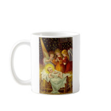 Vintage Engel, die das Baby Jesus besuchen