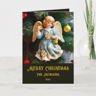 Vintage-Engel-Foto-Weihnachtskarte Karte