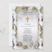 Vintage Engel | Gold Cross Girl-Bestätigung Einladung (Vorderseite)