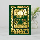 Vintage Engel & Granatapfel Weihnachten Folien Feiertagskarte (Stehend vorne)