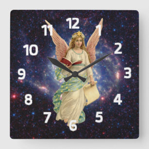 Vintage Engel im Himmel Quadratische Wanduhr