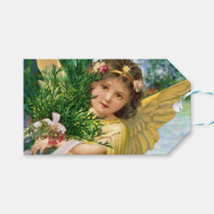 Vintage-Engel-im-Schnee-Weihnachts-Geschenkanhänge Geschenkanhänger