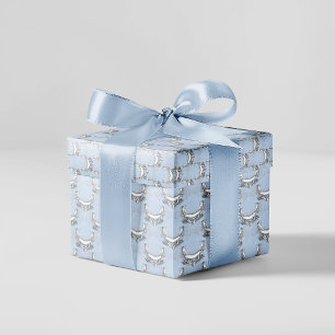 Vintage Engel in Sky Blue Floral Geschenkpapier