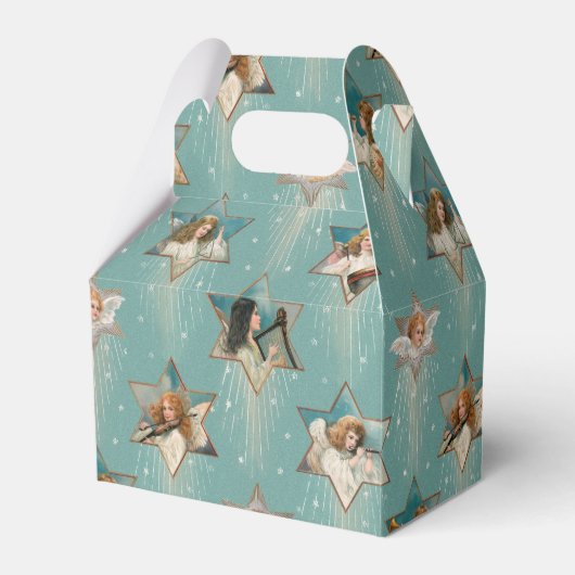 Vintage Engel in Sternen mit Musikinstrumenten Geschenkschachtel (Vorderseite)