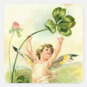 Vintage Engel & Kleeblatt - Aufkleber
