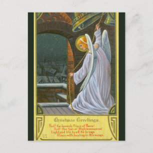 Vintage Engel Klingelglocke Weihnachten Postkarte