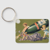 Vintage Engel mit Champagner, ein glückliches neue Schlüsselanhänger (Rückseite)